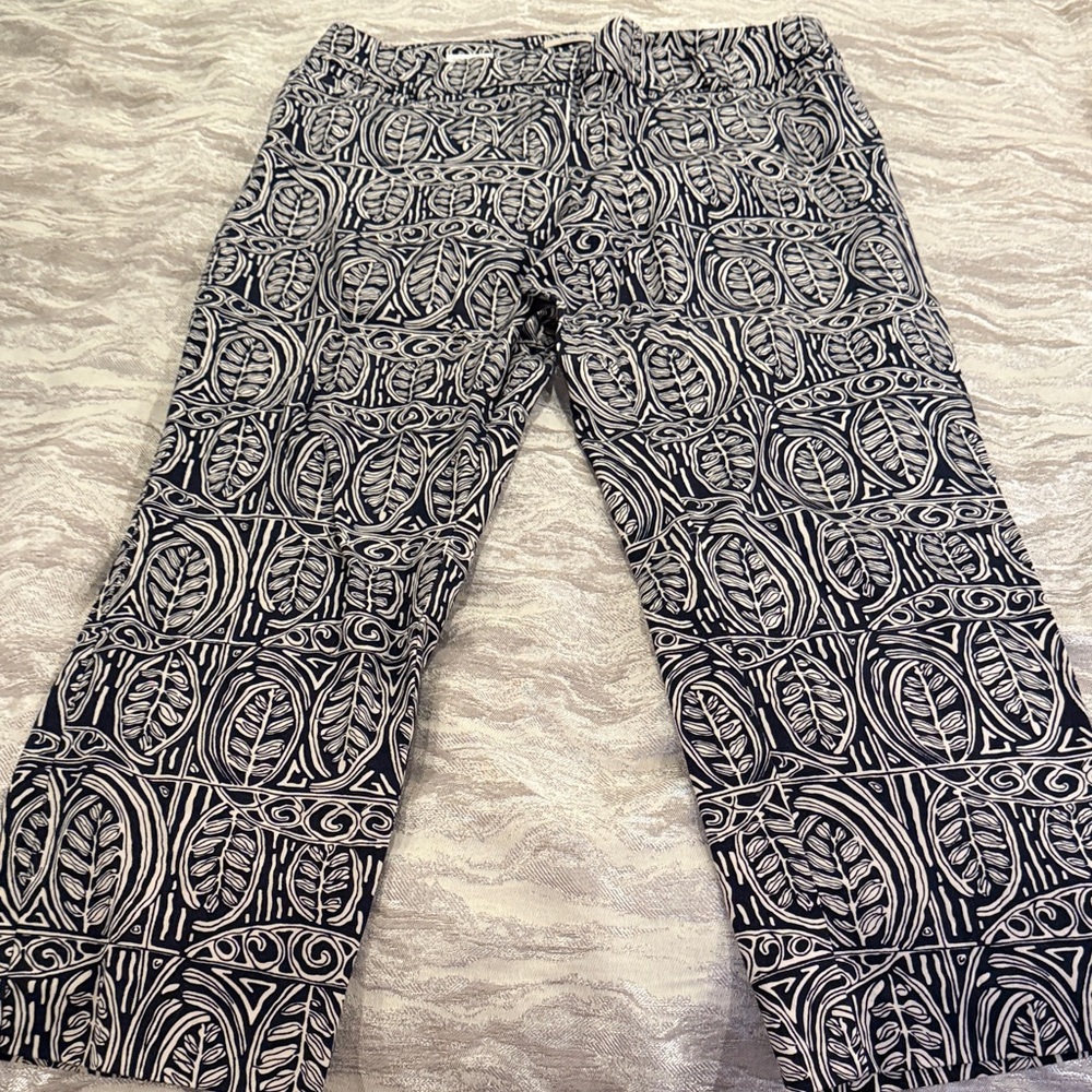 Banana Republic Patterned Navy & White Casual Pants size 12